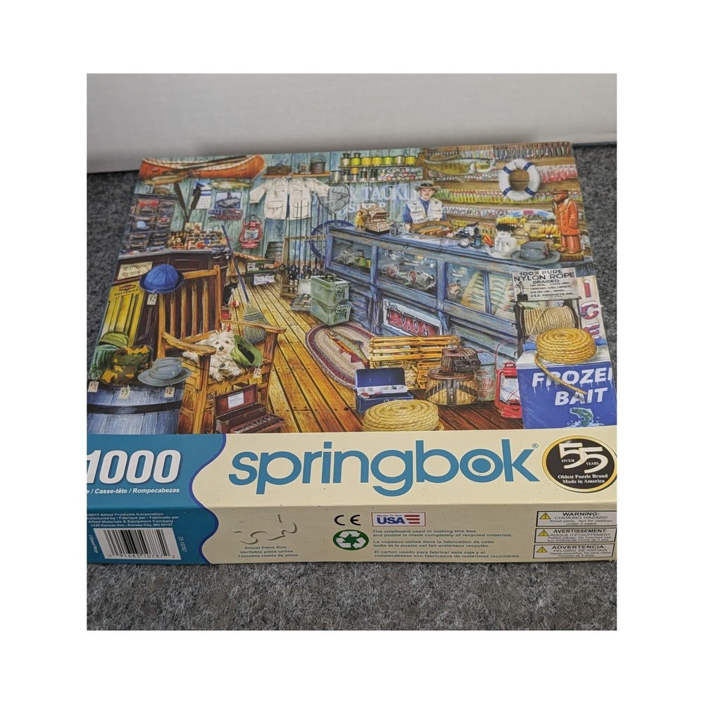 Springbok 1000 Piece Jigsaw Puzzle Fishing Tackle Shop Bait Store Made in USA